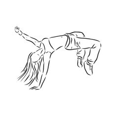 a woman doing a handstand in the air with her legs spread out and one leg