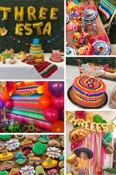 a collage of photos with different themes and decorations for a mexican themed birthday party