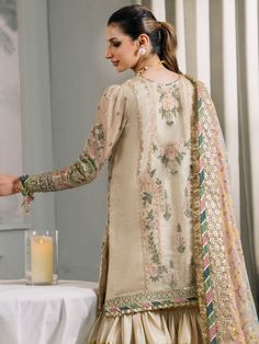 Brand: BaroqueProduct Code: BQU-CH12-D04Collection: Chantelle Vol-12 Unstitched Luxury Formals CollectionFabric: Zari Masuri DESIGN DETAILS: Embroidered Handwork Zari Masuri Front Panel (1 Pc) Embroidered Zari Masuri Side Panels ( 2 Pc) Embroidered Zari Masuri Back Panel (1 Pc) Zari Masuri Plain Back Side Panels (0.72 Yards) Embroidered Organza Front & Back Border (2 Yards) Embroidered Silk Front & Back Border (2) (2 Yards Each) Embroidered Zari Masuri Sleeves (0.72 Yards) Embroidered Organza Sl Organza Sleeves, Pakistani Lawn Suits, Embroidered Organza, Pakistani Wedding Dresses, Silk Trousers, Organza Dupatta, Silk Dupatta, Silk Dyeing, Fabric Stores Online