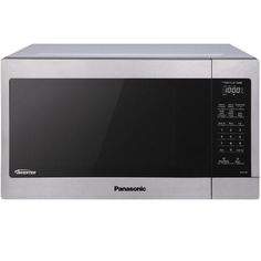 panasonic microwave oven with stainless steel finish and black dial, 1 6 cu ft