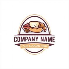 bread logo design with ribbon around the corner and place for your own company or product