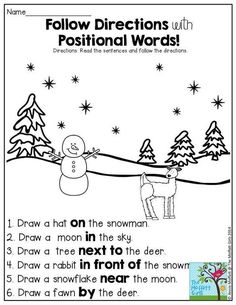 a snowman worksheet with the words, follow directions and instructions for writing