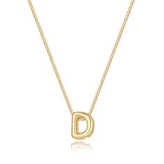 PRICES MAY VARY. 𝐒𝐈𝐙𝐄: Initial D necklace length:16.5"+2" , Bubble letter charm: about 0.31”*0.39”, With 1.0mm wide box chain, Simple and stylish！ 𝐎𝐂𝐂𝐀𝐒𝐈𝐎𝐍: Add this dainty initial necklace to your jewelry collection，It can be worn alone or layered with other necklaces for most everyday outfits. 𝐌𝐀𝐓𝐄𝐑𝐈𝐀: This dainty gold necklace is made of 14K gold plated to ensure a long without faded, that is nickel free, lead free, and hypoallergenic. 𝐀𝐒 𝐀 𝐆𝐈𝐅𝐓: Choose your own gold D Initial Necklace, D Necklace, Gold Letter Pendants, Name Choker, Necklaces Dainty, Cute Name, Dainty Initial Necklace, Bubble Letter, Initial Necklaces