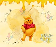 a winnie the pooh character with honey dripping from it