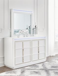 Chalanna White Dresser and Mirror - Ornate Home White Dresser, Metal Drawers, Dresser With Mirror, Drawer Fronts, Signature Design, Dresser, Modern Design, Solid Wood, Drawers