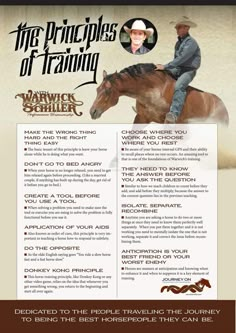 the price of training brochure is shown with an image of a man riding a horse