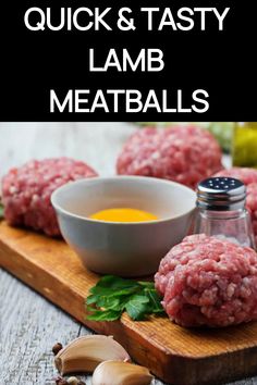 Quick and tasty lamb meatballs with herbs and dipping sauce on a wooden board. Lamb Minced Meat Recipes, Lamb Meatballs Recipe, Lamb Mince Recipes, Tasty Dinner Ideas, Minced Meat Recipe, Ground Meat Recipes