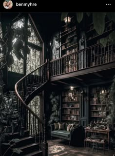 a room filled with lots of books and furniture