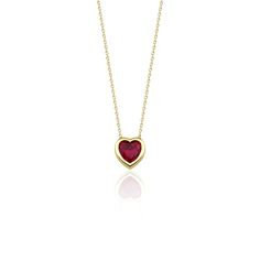 This elegant red heart necklace is crafted with 14k solid gold, embodying timeless beauty and sophistication. Its minimalist design, combined with the finest craftsmanship, makes it a perfect piece for everyday wear or a meaningful gift for a loved one. This necklace is crafted with real 14k solid gold(not plated, not vermeil, not gold filled) You don't need to worry about water, perfume or conditioner contact since real gold doesn't tarnish. The center is a heart cut red cubic zirconia bezel se Garnet Heart Necklace, January Birthstone Necklace, Red Heart Necklace, Garnet Heart, Water Perfume, Mesmerizing Beauty, About Water, Free Mind, Garnet Pendant