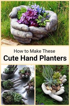 how to make these cute hand planters