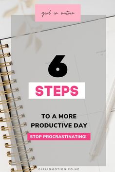 a notebook with the title six steps to a more procrastinating life