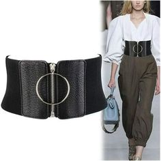 Faux Leather Belt for Women Work Female Ultra Wide Belt for Women for Dresses Ladies Elastic Belts Female Big Met Product Description 100% New and Fashion Design Type: Waistband Theme: Beauty Gender: Women's, Girl's Style: Fashion, Casual Occasions: Party, Daily Wear, Shopping, Dating Size: Length:67x12cm There is 2-3% difference according to manual measurement. please check the measurement chart carefully before you buy the item. Note: Slight color difference should be acceptable due to the lig Wide Belts For Women, Elegant Pant, Ikat Pinggang, Punk Dress, Dresses Ladies, Plus Size Corset, Ultra Wide, Corset Belt, Elastic Belt