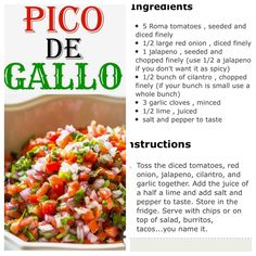 a recipe for pico de gallo with instructions