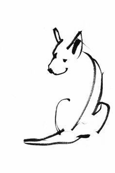 a black and white drawing of a dog