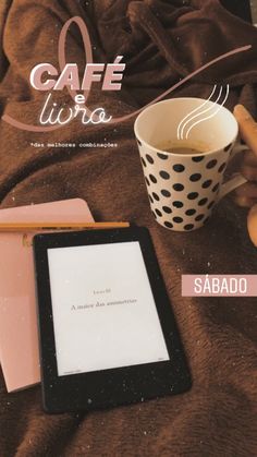 the cover of cafe livra magazine with a coffee cup and tablet