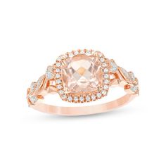 an oval morganite and diamond ring in 18k rose gold, set with diamonds