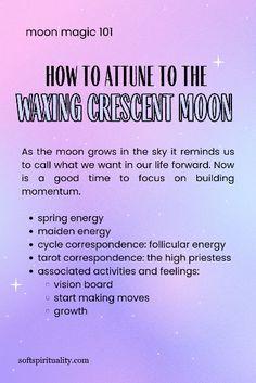 the moon is in the sky and there are words on it that describe how to attract the