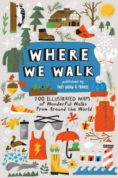 the cover of where we walk, with illustrated images and words in blue on grey