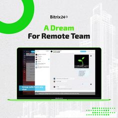 a laptop computer sitting on top of a desk next to a green marker and the words, a dream for remote team