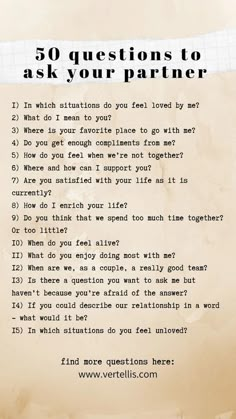 50 Questions To Ask, Questions To Ask Your Partner, Relationship Journal, Deep Conversation Topics, Intimate Questions, 50 Questions, Deep Conversation, Couples Stuff, Romantic Date Night Ideas