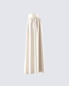 Elevate your look with this cream ruched maxi skirt 🤍 With a fitted waist and a voluminous skirt - this piece, made from poly suiting fabric, will add the perfect amount of dramatics to your look 😙 Formal Fitted Maxi Skirt With Gathered Detail, Elegant Pleated Skirt With Elastic Waistband, Fitted Flared Skirt Bottoms With Gathered Waist, Elegant Formal Maxi Dress With Gathered Waist, Chic Flowy Maxi Skirt With Gathered Waist, Ruched Draped Long Skirt For Formal Occasions, Full Maxi Skirt With Lining For Daywear, Elegant Stretch Maxi Skirt, Elegant Ruched Maxi Bottoms