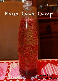 a bottle filled with liquid sitting on top of a red and white tablecloth covered table