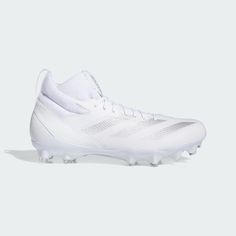 a white soccer shoe on a white background