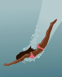 an illustration of a woman swimming in the water