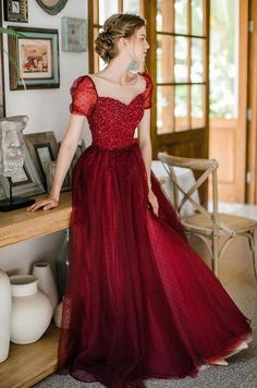 Prom Dress A Line, Tulle Long Prom Dress, A Line Evening Dress, Fashion Figures, Red Prom Dress, Long Prom Dress, Formal Evening Dresses, Evening Dresses Prom, Beautiful Gowns