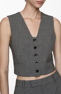 Make your play for the corner office in this neatly pinstriped button-front suit vest shaped by princess seams and anchored with a ribbon at the back. Front button closure V-neck Lined 60% polyester, 32% viscose, 8% elastane Machine wash, line dry Imported Vest Ideas, Corner Office, Men's Shoes Accessories, Pinstripe Suit, Princess Seams, Suit Vest, Denim Leggings, Skin Care Women, Princess Seam