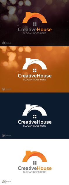 the logo for creative house is shown in three different colors and font, as well as an