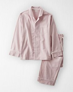 Dusty Rose Stripe Adult Women's Organic Cotton Button-Front Pajamas Set | carters.com