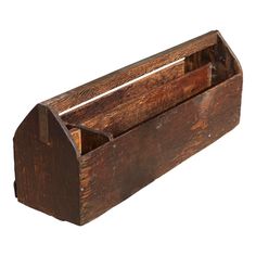 an old wooden box with two compartments on the front and bottom, isolated against a white background