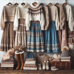 Casual European Fashion, Dress And Skirt Capsule Wardrobe, Scandinavian Autumn Outfit, Christmas Cottagecore Outfit, Cottage Core Outfits Winter, Comfy Cottagecore Outfits, Cozycore Outfit, Nature Outfits Aesthetic