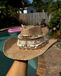 Custom Coastal Cowgirl Hat Beachy Boho Beaded Straw Cowboy Hat - Etsy Straw Hat Cowboy, Beaded Cowboy Hat, Coastal Cowgirl Hat, Cowgirl Beach, Coastal Cowboy, Costal Cowgirl, Custom Cowboy Hats, American Honey, African Hats