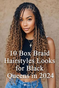 Welcome to the ultimate guide for black women seeking to slay with box braid hairstyles in 2024If you're ready to turn heads and boost your confidenceyou're in the right placeWe've curated a list of 10 stunning box braid styles that are taking the beauty world by stormFrom classic to creativethese looks will help you express your unique personality and keep you looking fresh all year longLet's dive into the world of box braids and discover your next favorite style Fall Braids Black Women 2024, Hair Styles Weaves For Black Women, Fall Hair Styles Black Women Braids, Braided Hairstyles For Black Women Goddess Braids, Styles Of Braids For Black Women, Braid Extention Hairstyles, Knotless Box Braids Hairstyles For Black Women, Braid Styles For Black Women 2024, Braided Hairstyles 2024 Trends