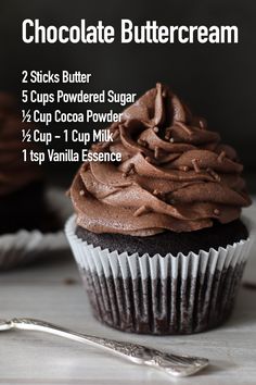 chocolate buttercream recipe for cupcakes and muffins