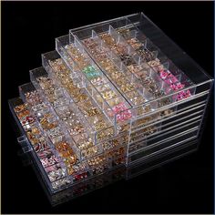 Nail Display Ideas, Nail Jewellery, Summer Holiday Nails, Christmas Nail Designs Easy, Nail Storage, Bead Organizer, Nail Organization, Jewellery Organizer, Shelves Display