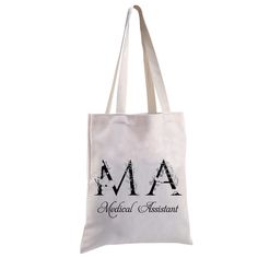 PRICES MAY VARY. MATERIAL: Medical Assistant canvas tote bag is made with durable and soft polyester material, water-resistant bag with a quote and beautiful print on the surface and double-stitched at the seams for a longer lifespan. SIZE: Medical Assistant shoulder bag : 32*37 cm(22*32*1 inch). Please allow a measurement deviation of 1-2cm due to manual measurement. Double-Sided Printing: MA medical assistant shopping bag gifts for any medical assistant, graduate, students. Medical assistant r Medical Assistant Gifts, Assistant Nurse, Cousin Gifts, Gifts For Aunt, Assistant Gifts, Nurse Graduation Gift, Grocery Bags, Medical Assistant, Travel Party