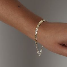 18K Gold-Plated Sterling Silver / .925 Sterling Silver Lobster Clamp Closure Length: 7.5" Herringbone Bracelet, The Two, Delicate Bracelet, Herringbone, Silver 925, Diamond Bracelet, Two Tone, Two By Two, 18k Gold