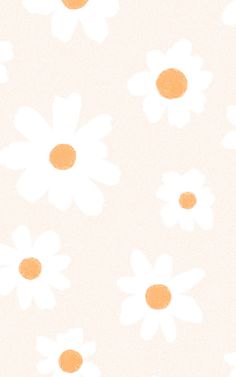 an orange and white flower pattern on a beige background