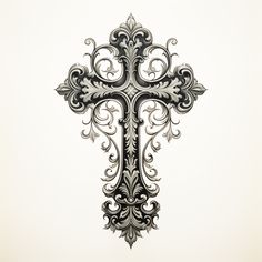 an ornate cross on a white background