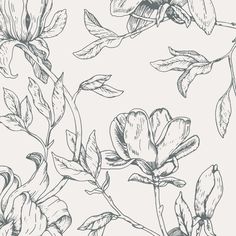 a black and white drawing of flowers