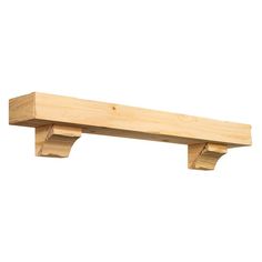 a wooden shelf with two brackets on the top and one is made out of wood