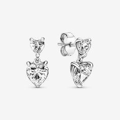 Double Heart Sparkling Stud Earrings | Pandora UK Pandora Earrings Studs, Pandora Earrings, Jewellery Uk, Double Heart, Delicate Earrings, Dream Jewelry, Sterling Silver Earrings Studs, Pandora Jewelry, Heart Earrings