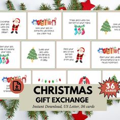 christmas gift exchange cards with santa clause