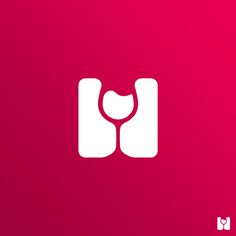 a wine glass logo with the letter m in white on a pink background, which is part of a series of minimalist logos