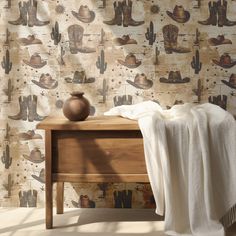 Rustic Cowboy Wallpaper – Removable Western Wallpaper with Hats Cowboy Wallpaper, Wallpapered Entryway, Bedroom Wallpaper Murals, Western Wallpaper, Playroom Wallpaper, Geometric Pattern Wallpaper, Country Ranch, Laundry Room Wallpaper, Dining Room Wallpaper