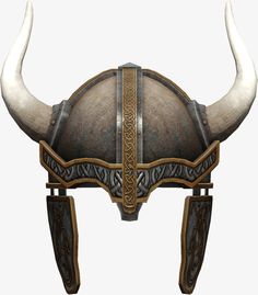 a helmet with horns is shown on a white background for use in video games or as an object