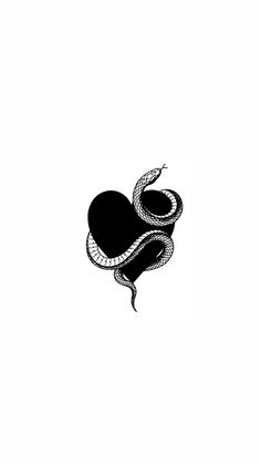 a black and white drawing of a snake wrapped around a heart